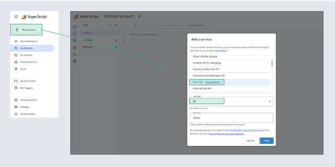 Google App Script: Create new project