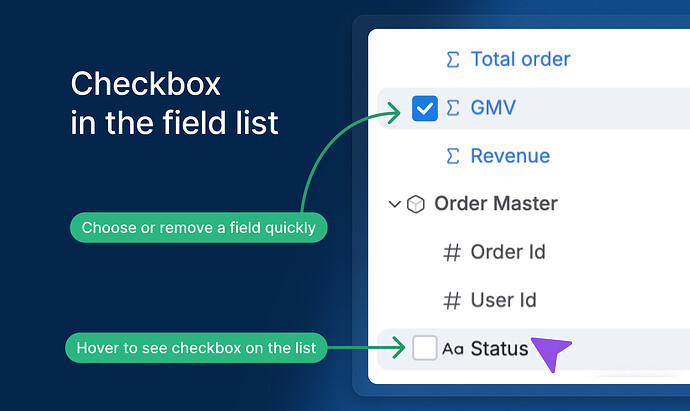 Checkbox in the field list