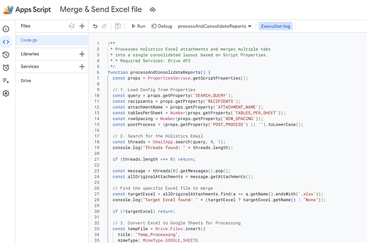 Google App Script: Code editor